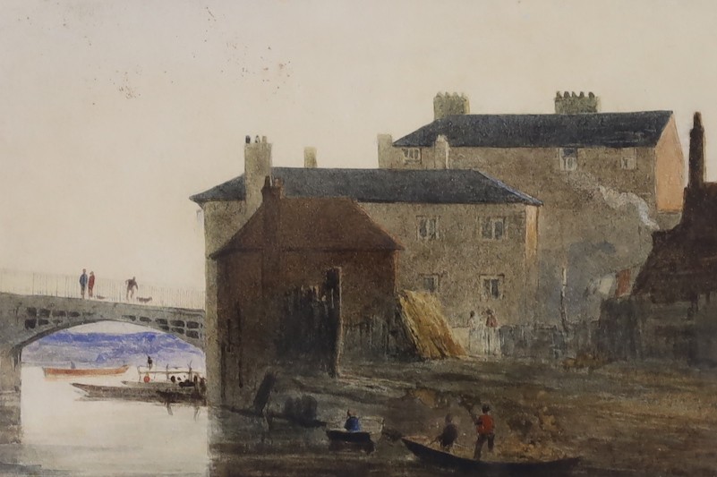 English School c.1840, watercolour, View of Eton Bridge, Colnaghi label verso, 15 x 23cm